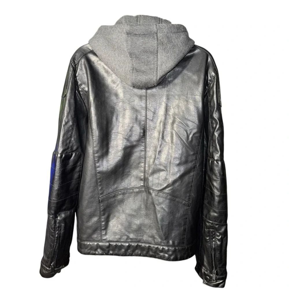 Apt. 9 Faux Leather Jacket with Removable Hoodie Women’s Small Black - Picture 3 of 8
